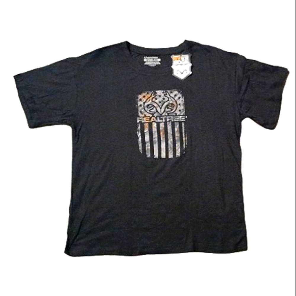 Realtree Authentic Mens Black Graphic T-Shirt 2XL